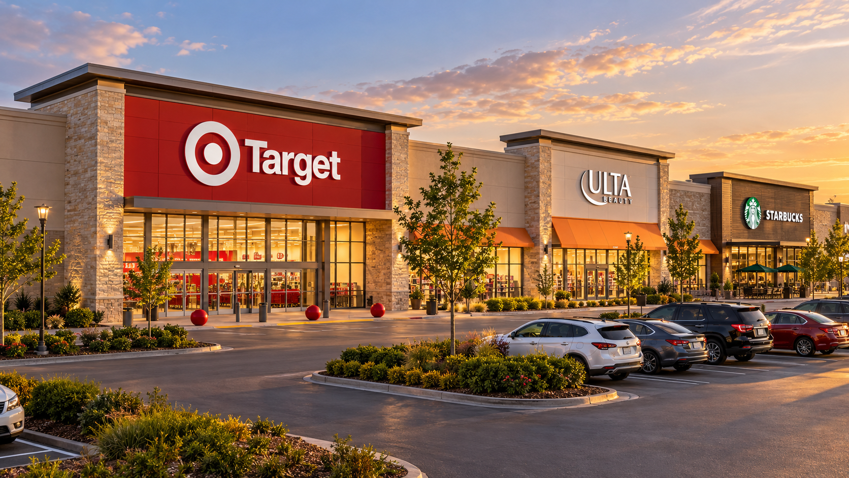Concept visualization of a Class A power center with national retailers and building-mounted signage